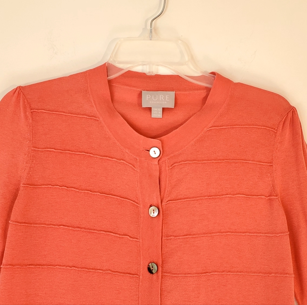 Pure Collection Silk Button Cardigan - Picture 2 of 10